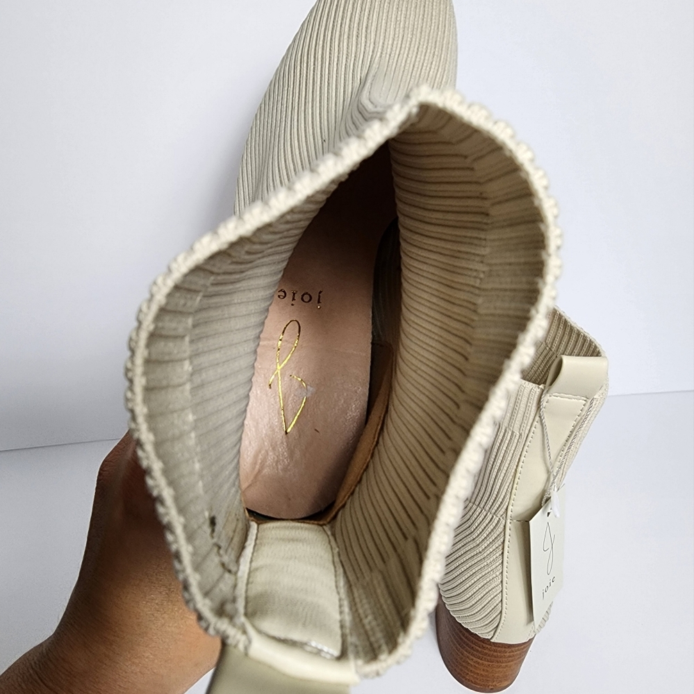 Joie Neely Stretch Glove Bootie Womens 7.5M Cream Pull On Heeled Almond … - Picture 5 of 8